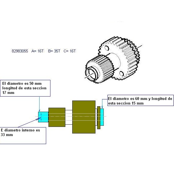 ENGRANAJE 16T / 35T/ 16T